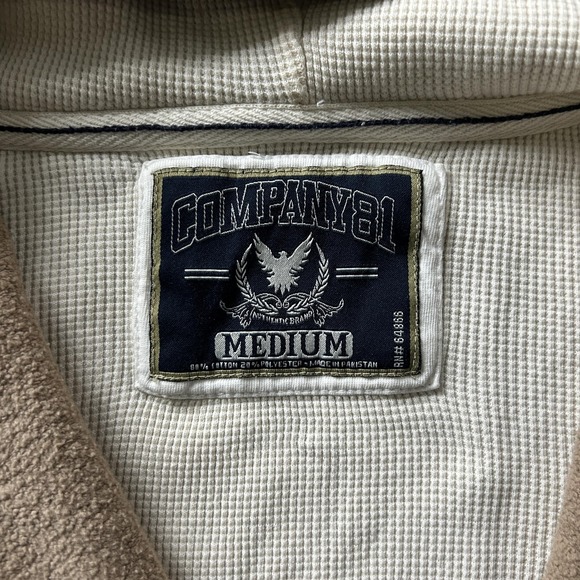 Y2K Company 81 Hoodie Mens Medium Brown Full Zip Waffle Lined Sweatshirt NYC - Picture 3 of 7